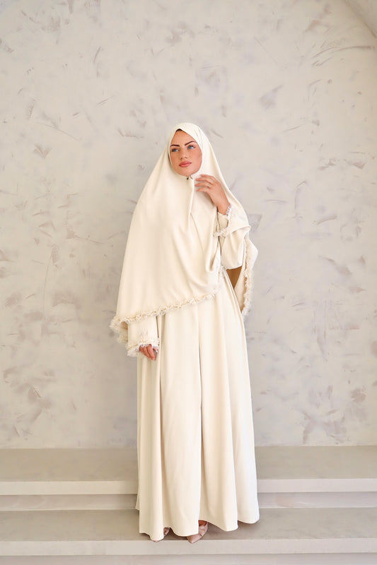 The Creamy Beige Pearl Khimaar Set