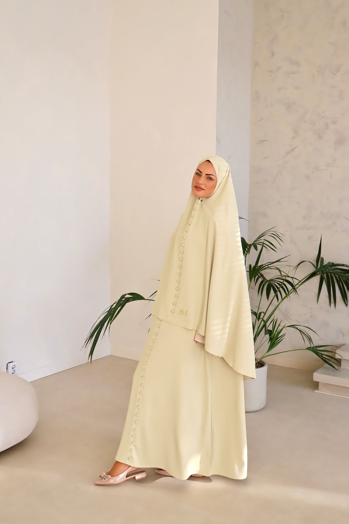 The Lime Button Khimaar Set