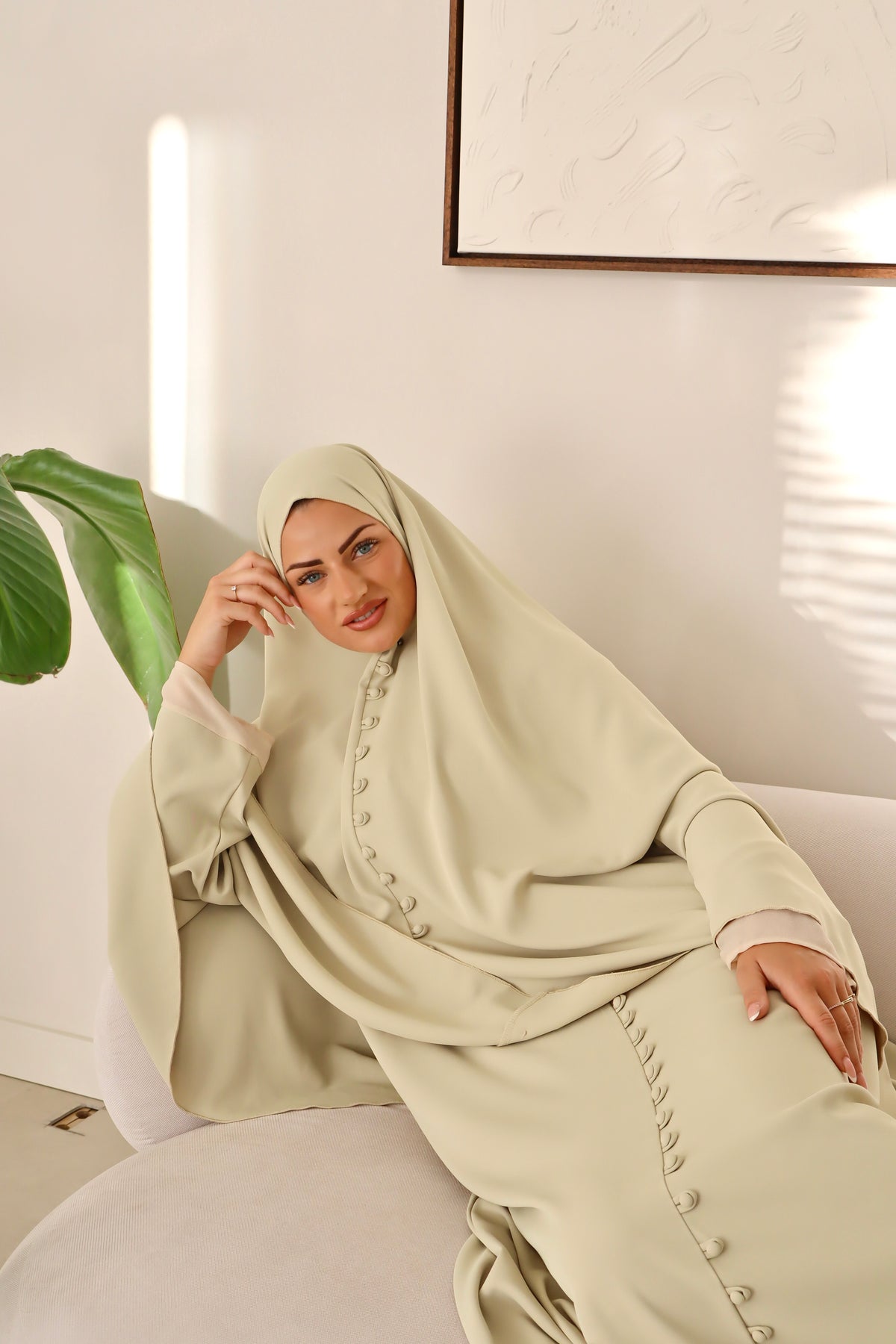 The Lime Button Khimaar Set