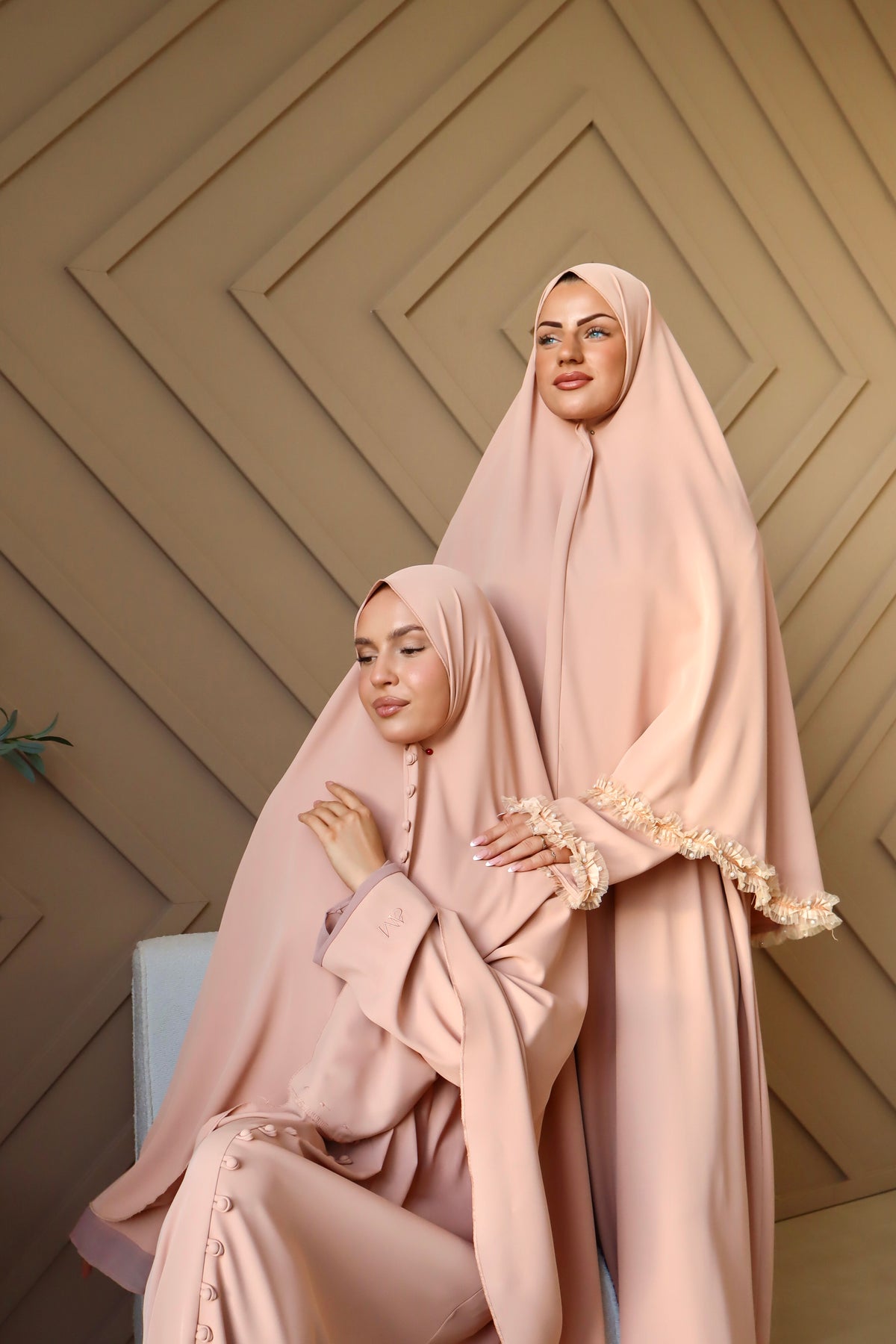 The Salmon Pearl Khimaar Set